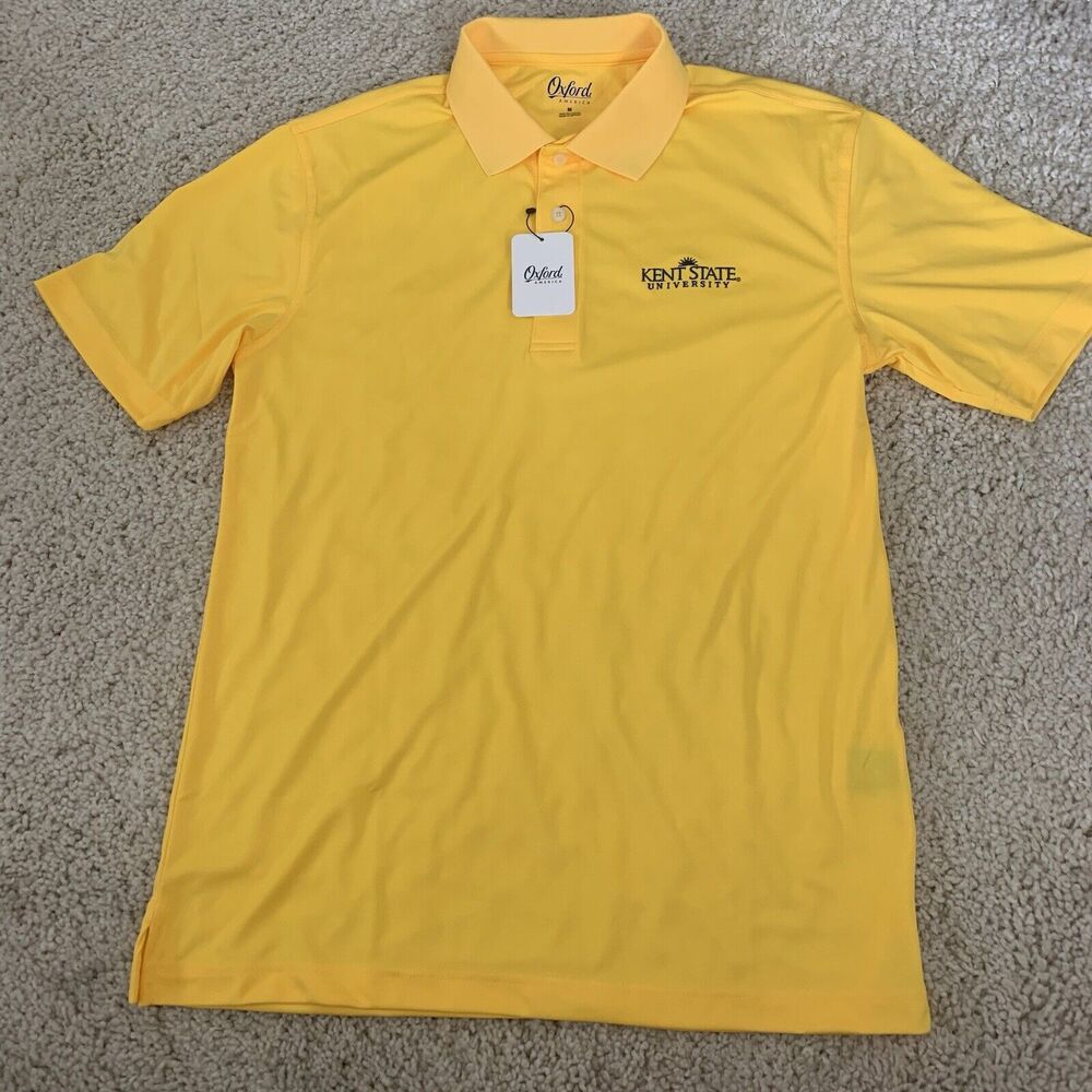 Kent State University Embroidered Gold Golf Polo Shirt Oxford America Sz M NEW